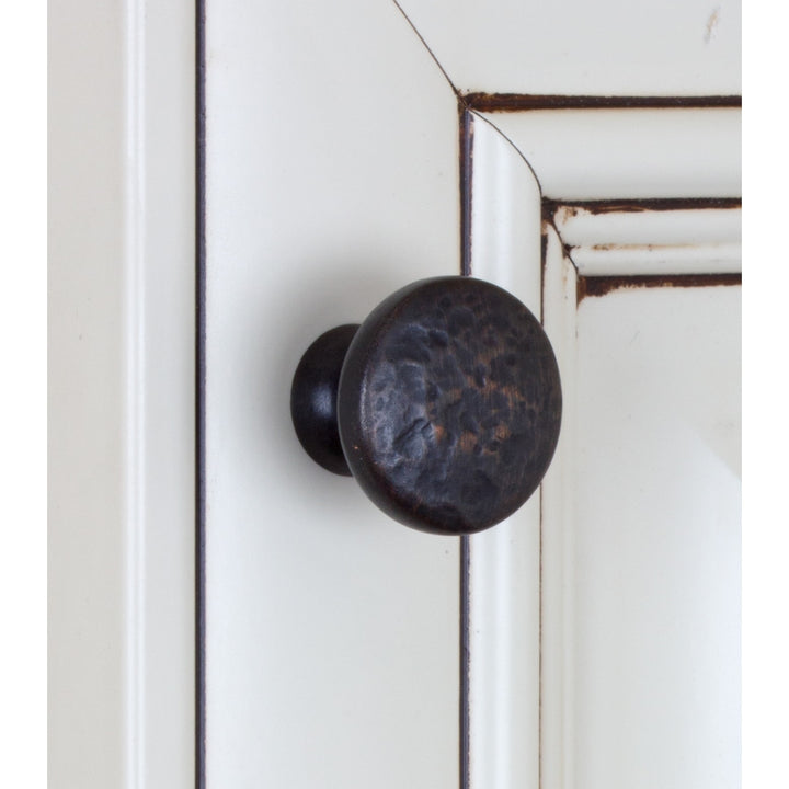1.25 inch Oil Rubbed Bronze Round Hammered Finish Cabinet Knobs (Pack of 10) Brown Metal