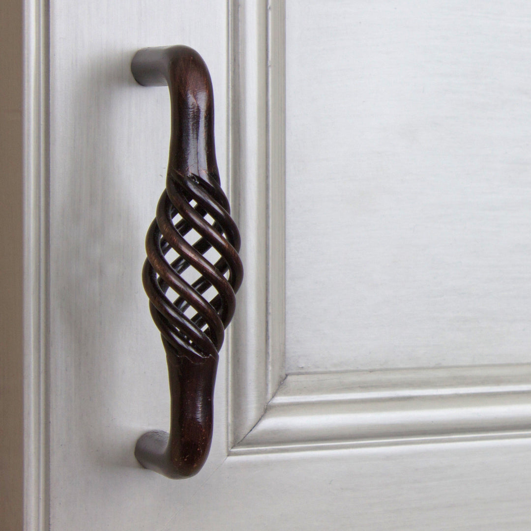 3-inch Screw Center Twisted Birdcage Cabinet Hardware Pull - Oil Rubbed Bronze (Pack of 10) Brown Metal Finish