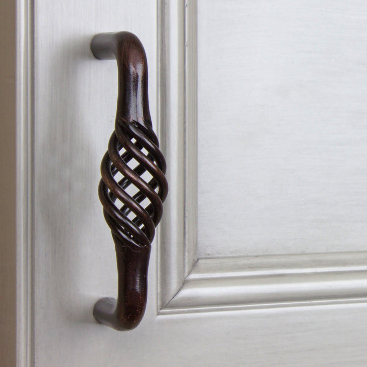 3-inch Screw Center Twisted Birdcage Cabinet Hardware Pull - Oil Rubbed Bronze (Pack of 10) Brown Metal Finish