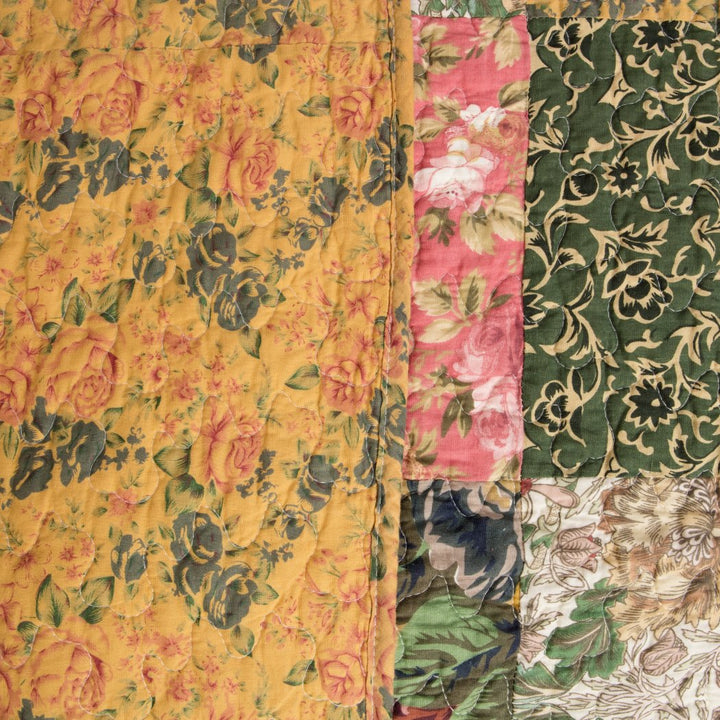 Floral Patchwork Quilt Oversized Damask Victorian Flowers Modern Spring Soft Cotton