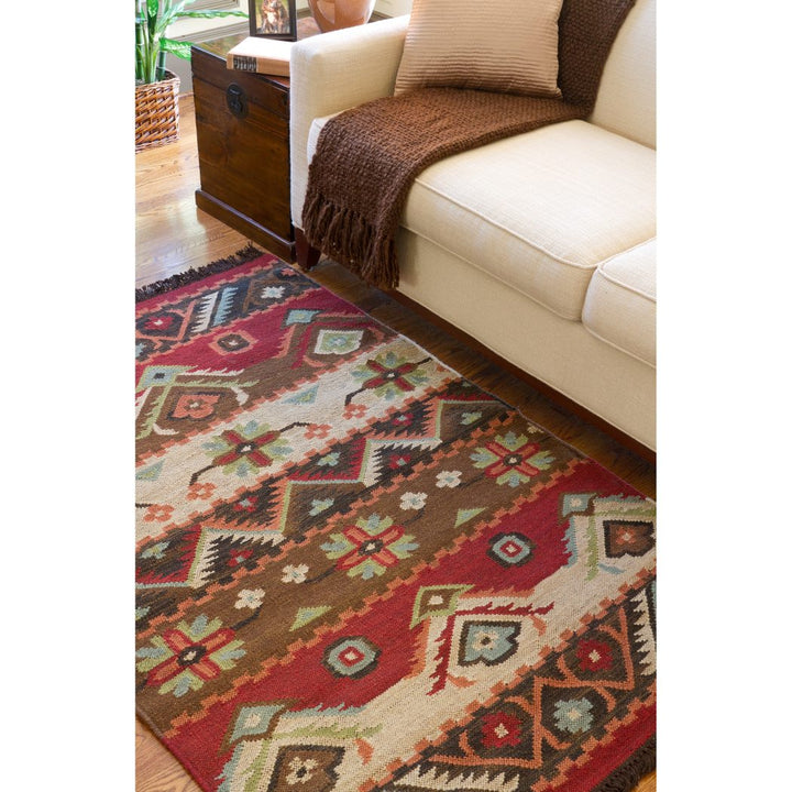 5x8 Red Green Southwest Aztec Area Rug Rectangle Shaped Indoor Tan Tribal Cabin Carpet Living Room Rustic Lodge Cottage Southern Ikat Pattern