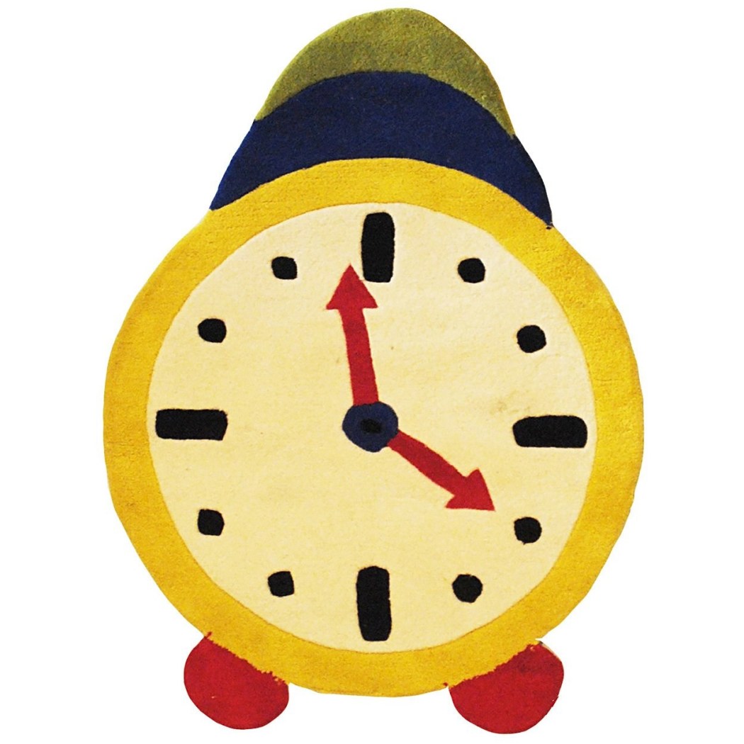 2'8 x 3'8 Kids Ivory Yellow Blue Green Red Clock Area Rug