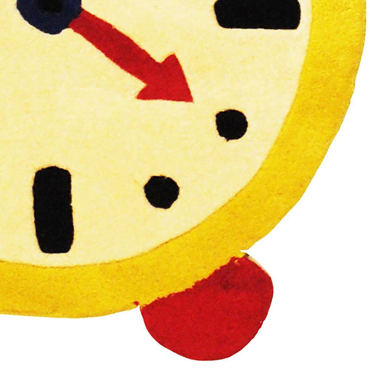 2'8 x 3'8 Kids Ivory Yellow Blue Green Red Clock Area Rug Round Indoor Vibrant Colorful Time Alarm Clock Carpet Mat Geometric Pattern