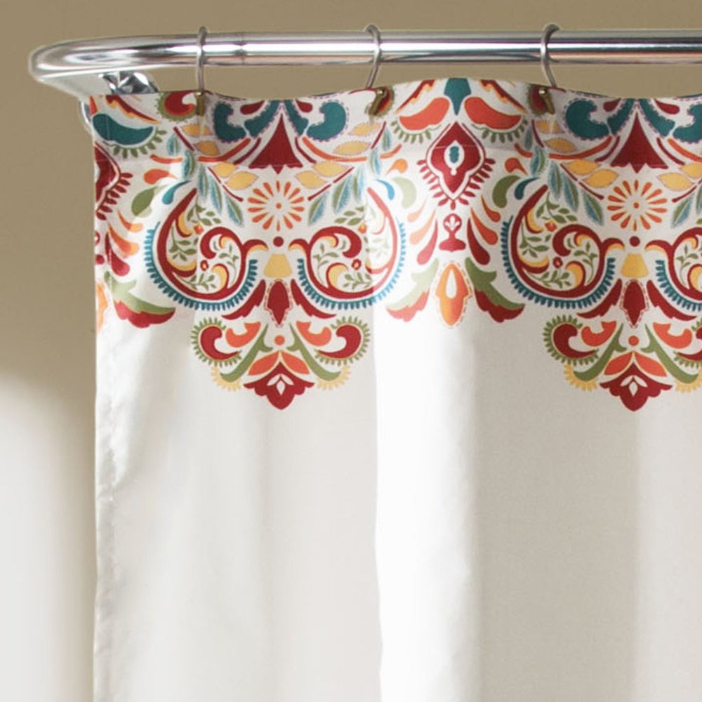 Turquoise Blue Orange Damask Floral Pattern Shower Curtain Elegant Themed Modern Bohemian Themed Pattern Royal Victorian Colorful Polyester Indie