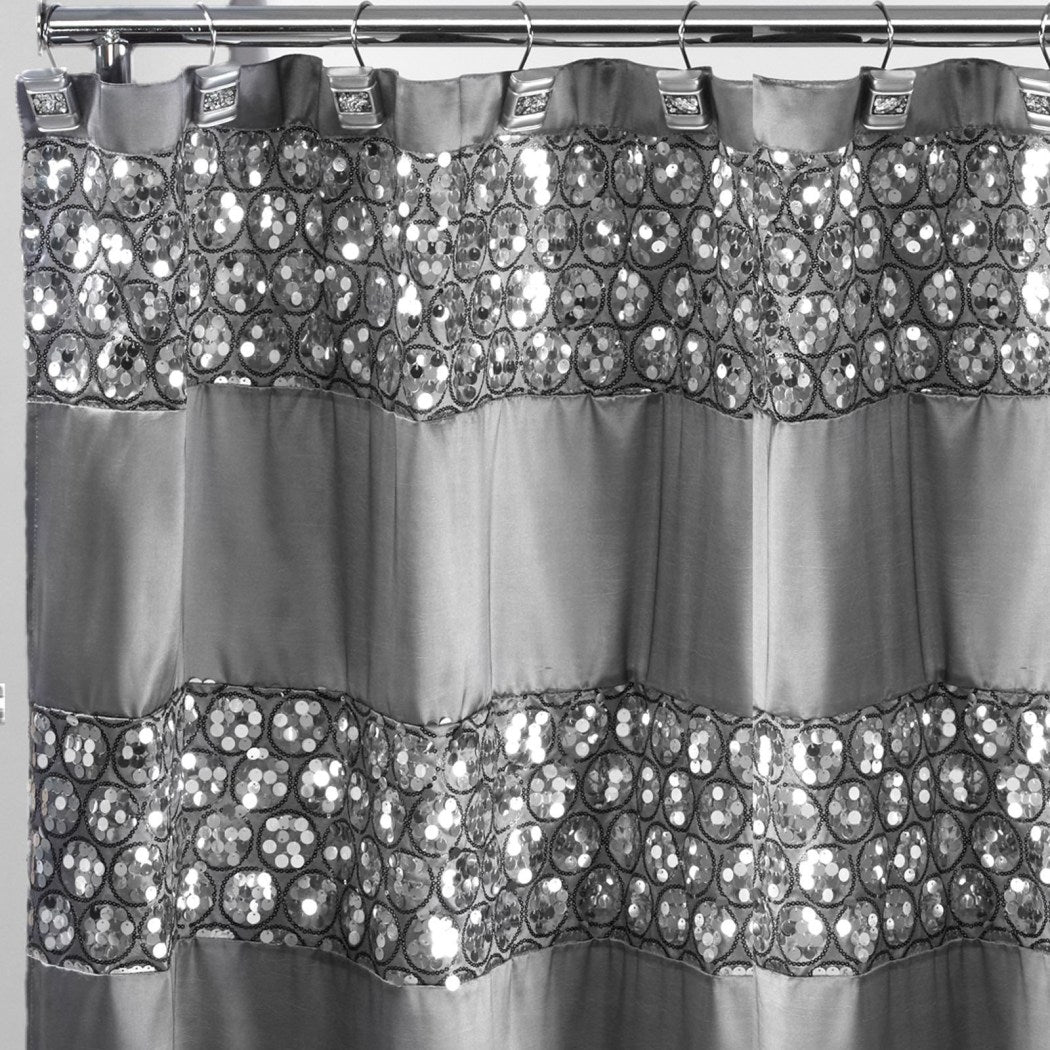 Cracked Glass Pattern Shower Curtain Metallic Bathroom Curtain Tub Embroidered Horizontal Textured Mixed Polyster Poly Cotton