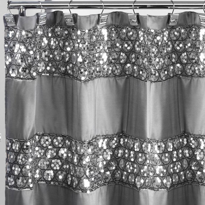 Cracked Glass Pattern Shower Curtain Metallic Bathroom Curtain Tub Embroidered Horizontal Textured Mixed Polyster Poly Cotton