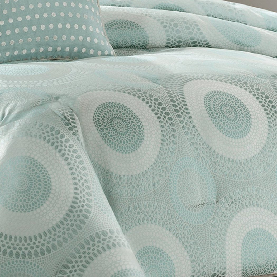 Embroidered Motif Comforter Set Circle Adult Bedding Master Bedroom Stylish Geometric Jacquard Pattern Luxurious Themed Traditional Polyester