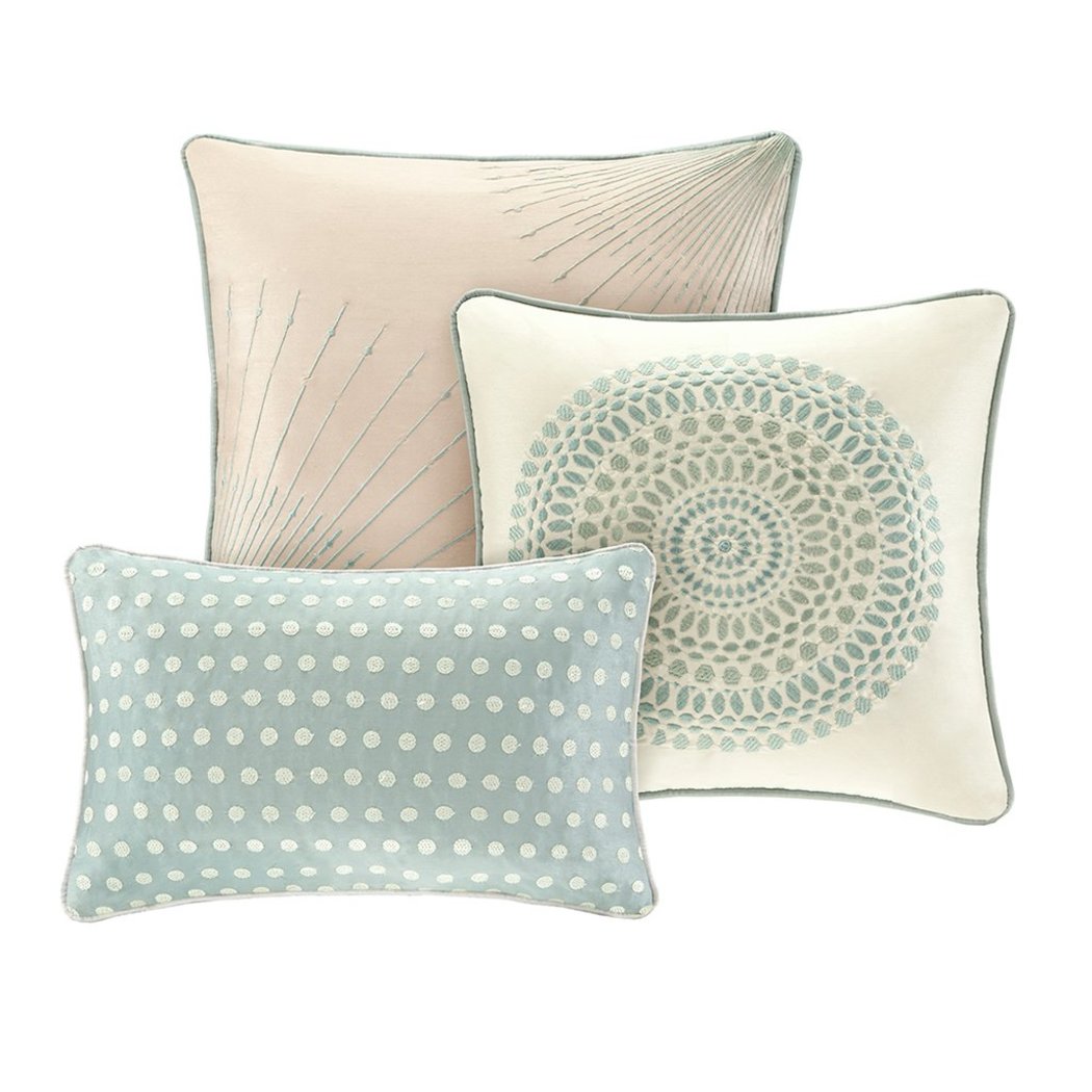 Embroidered Motif Comforter Set Circle Adult Bedding Master Bedroom Stylish Geometric Jacquard Pattern Luxurious Themed Traditional Polyester