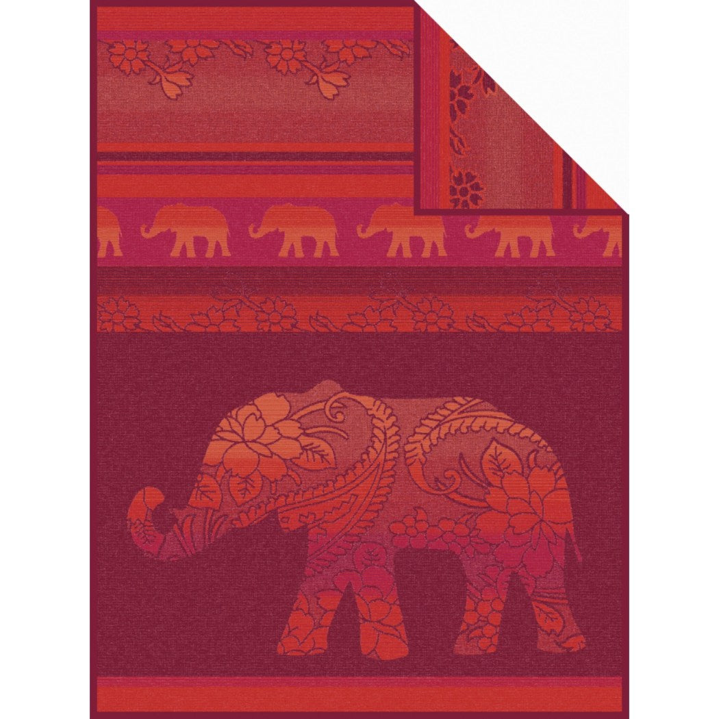 78 X 59 Inches Red Delhi Elephant Throw Blanket Kids Wine