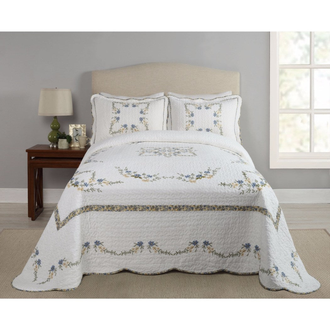 Floral Oversized Bedspread Classic Pattern Bedding Vintage Embroidered ...
