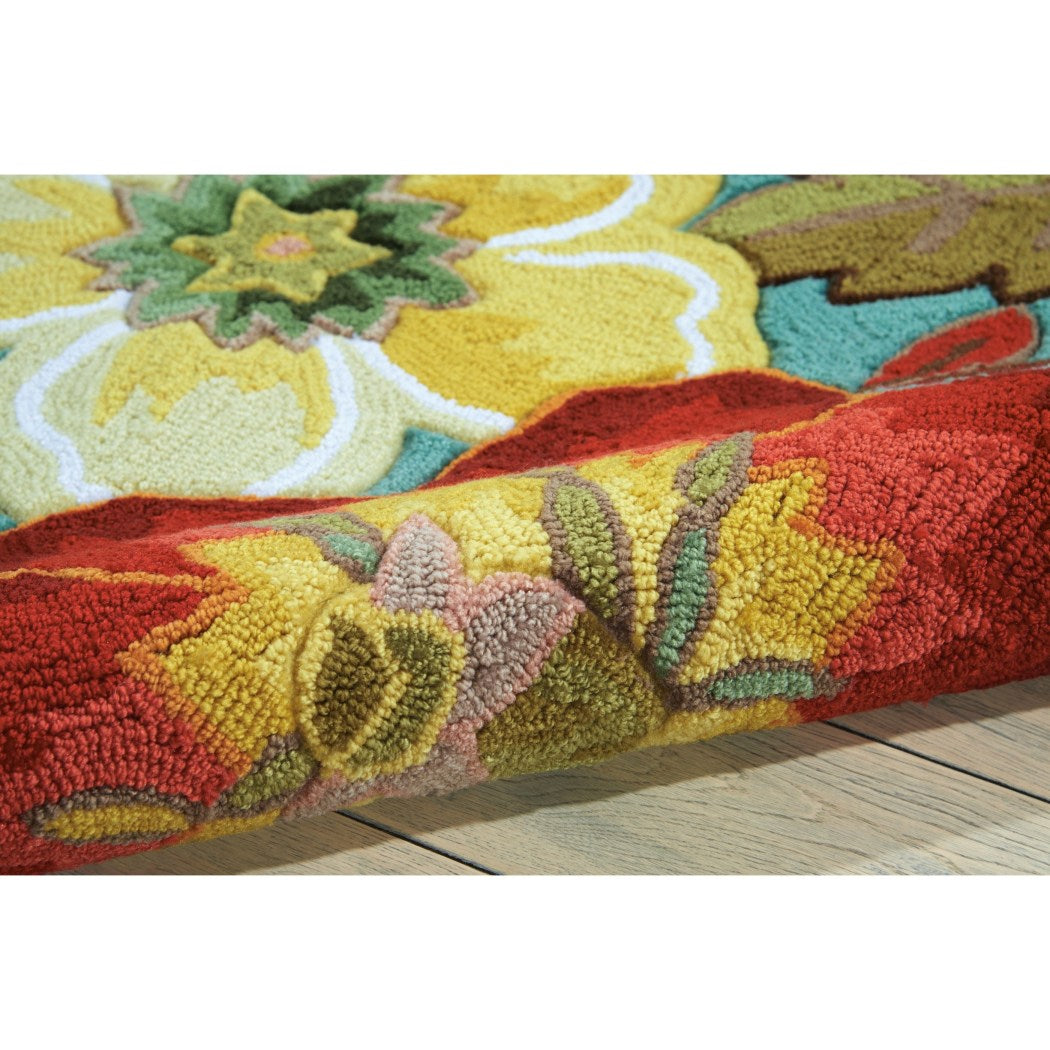 2'3 x 8' Color Flower Aqua Runner Rug Polyester Floral Water Bright Colorful Elegant HIppy HIppie Groovy Daisy Warmth Cool Pretty Rectangular