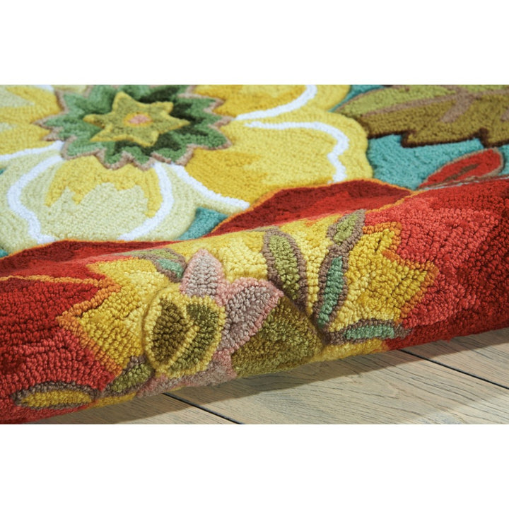 2'3 x 8' Color Flower Aqua Runner Rug Polyester Floral Water Bright Colorful Elegant HIppy HIppie Groovy Daisy Warmth Cool Pretty Rectangular