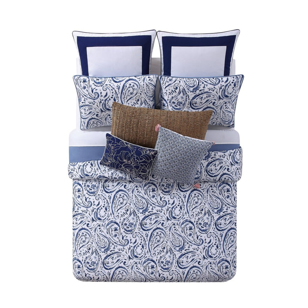 Paisley Floral Pattern Duvet Cover Set Rich Motif Flowers Features Button Closure Bedding French Country Cotton