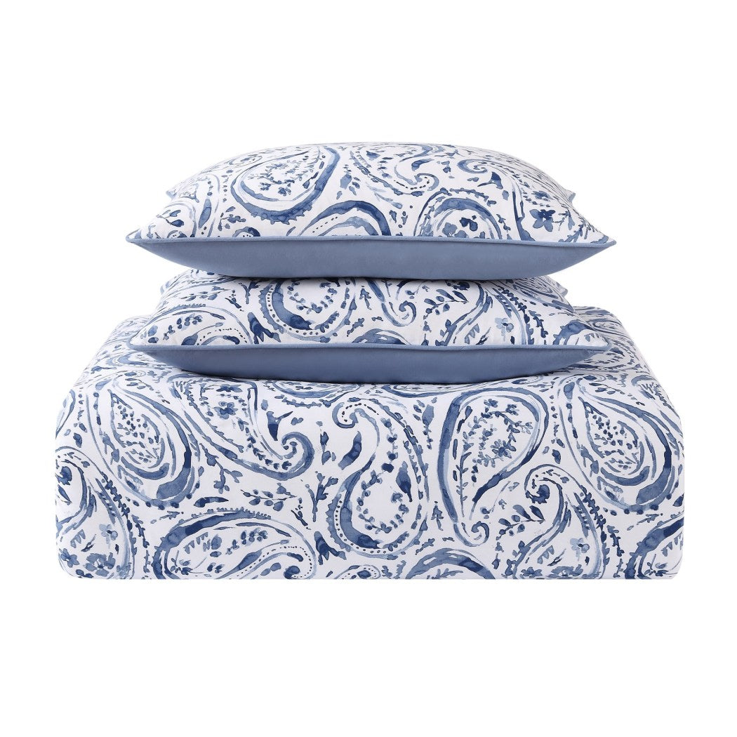 Paisley Floral Pattern Duvet Cover Set Rich Motif Flowers Features Button Closure Bedding French Country Cotton