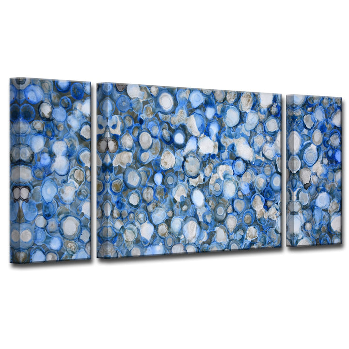 Arctic River Stones' By Norman Wyatt Jr. Wrapped Canvas Wall Art Black Blue Grey Modern Contemporary Nautical Coastal Rectangle Square Wood Handmade Includes Hardware