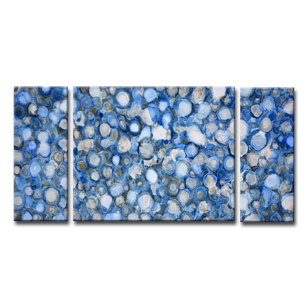 Arctic River Stones' By Norman Wyatt Jr. Wrapped Canvas Wall Art Black Blue Grey Modern Contemporary Nautical Coastal Rectangle Square Wood Handmade Includes Hardware