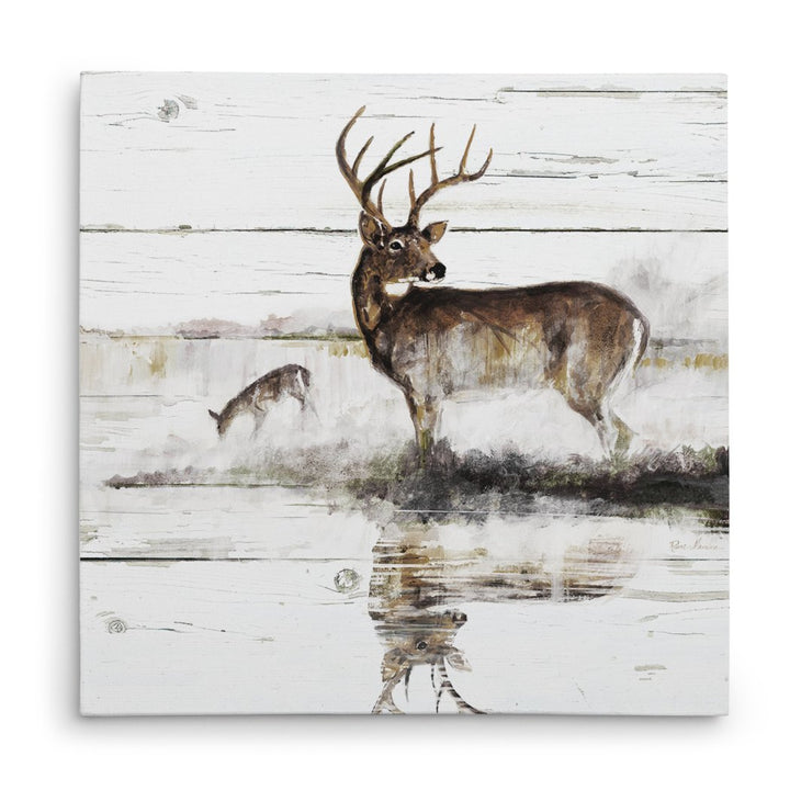 Deer Pattern Wall Art Square Theme Hanging Picture Geometric Rustic Farmhouse Cottage Themed Wood Plaque Tan