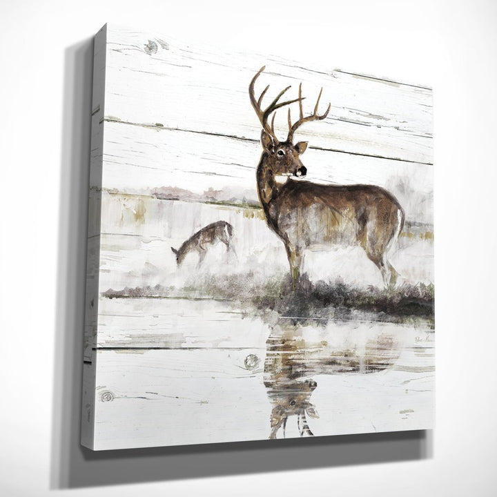 Deer Pattern Wall Art Square Theme Hanging Picture Geometric Rustic Farmhouse Cottage Themed Wood Plaque Tan