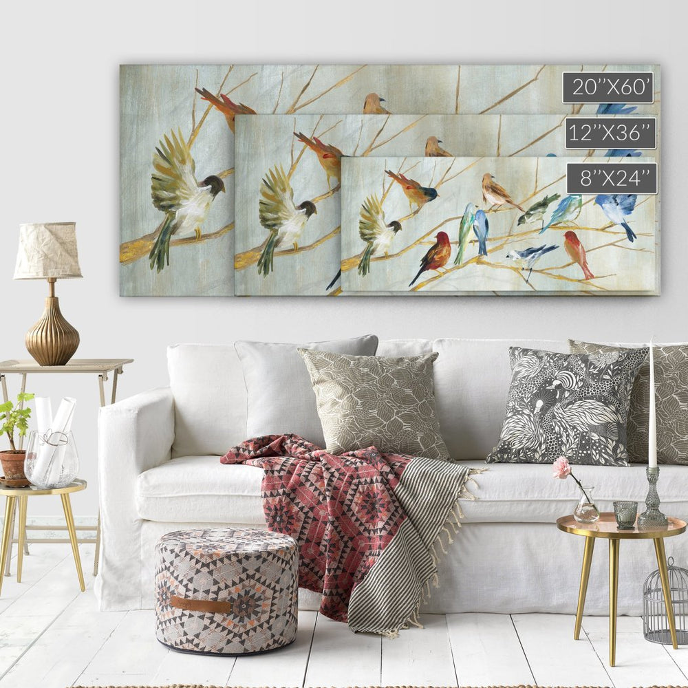 Birds Pattern Wall Art Rectangle Bird Theme Hanging Picture jay Farm House Wood Plaque Cottage French