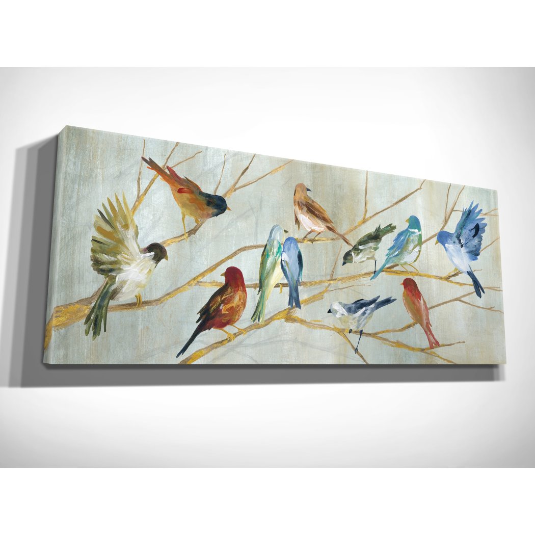 Birds Pattern Wall Art Rectangle Bird Theme Hanging Picture jay Farm House Wood Plaque Cottage French