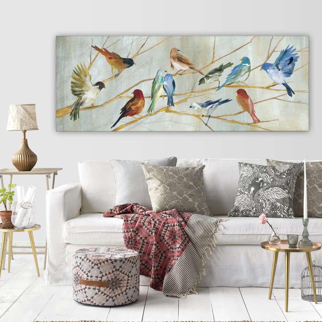 Birds Pattern Wall Art Rectangle Bird Theme Hanging